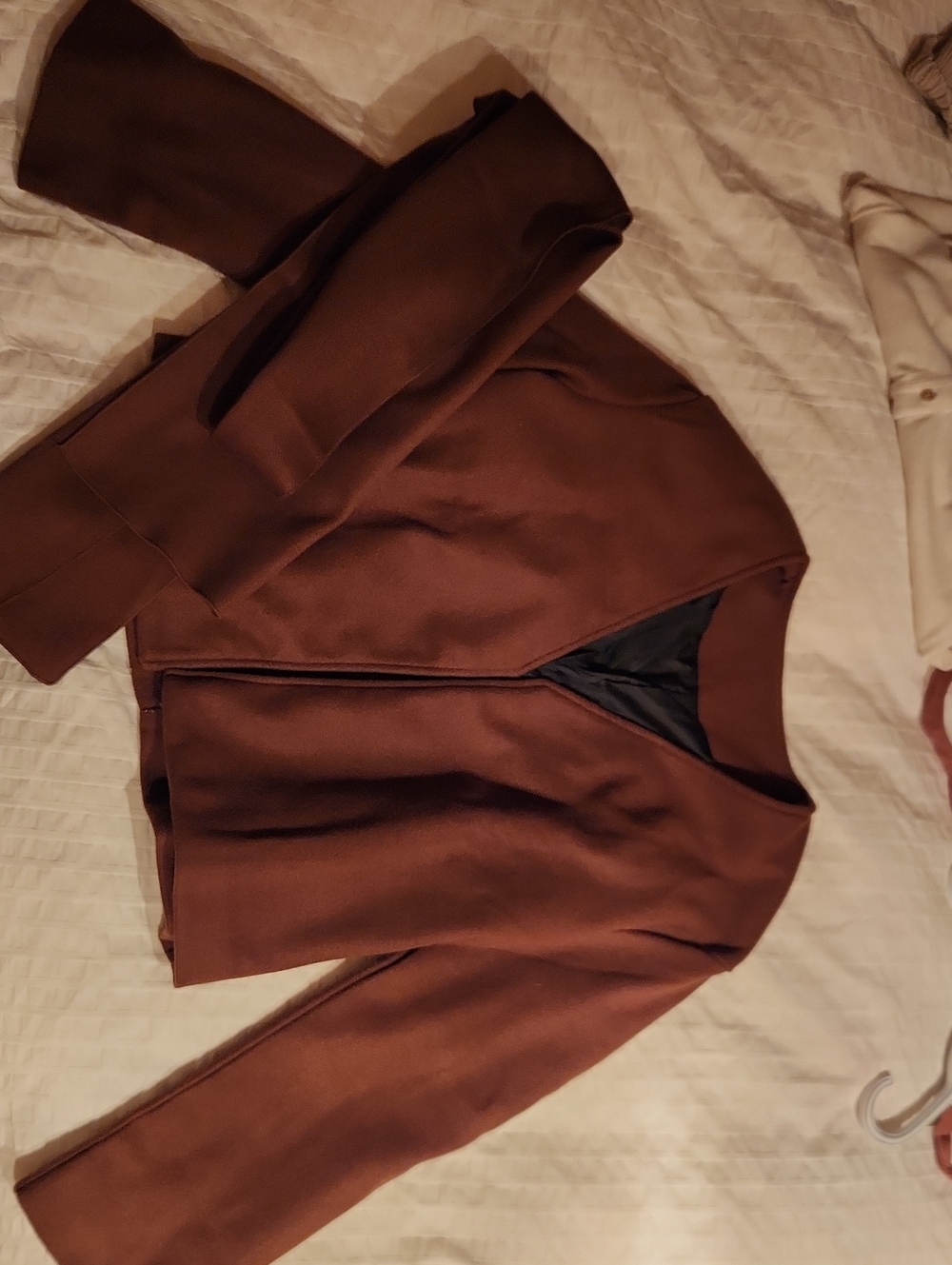 Women’s Brown Zip-Front Jacket With Matching Scarf